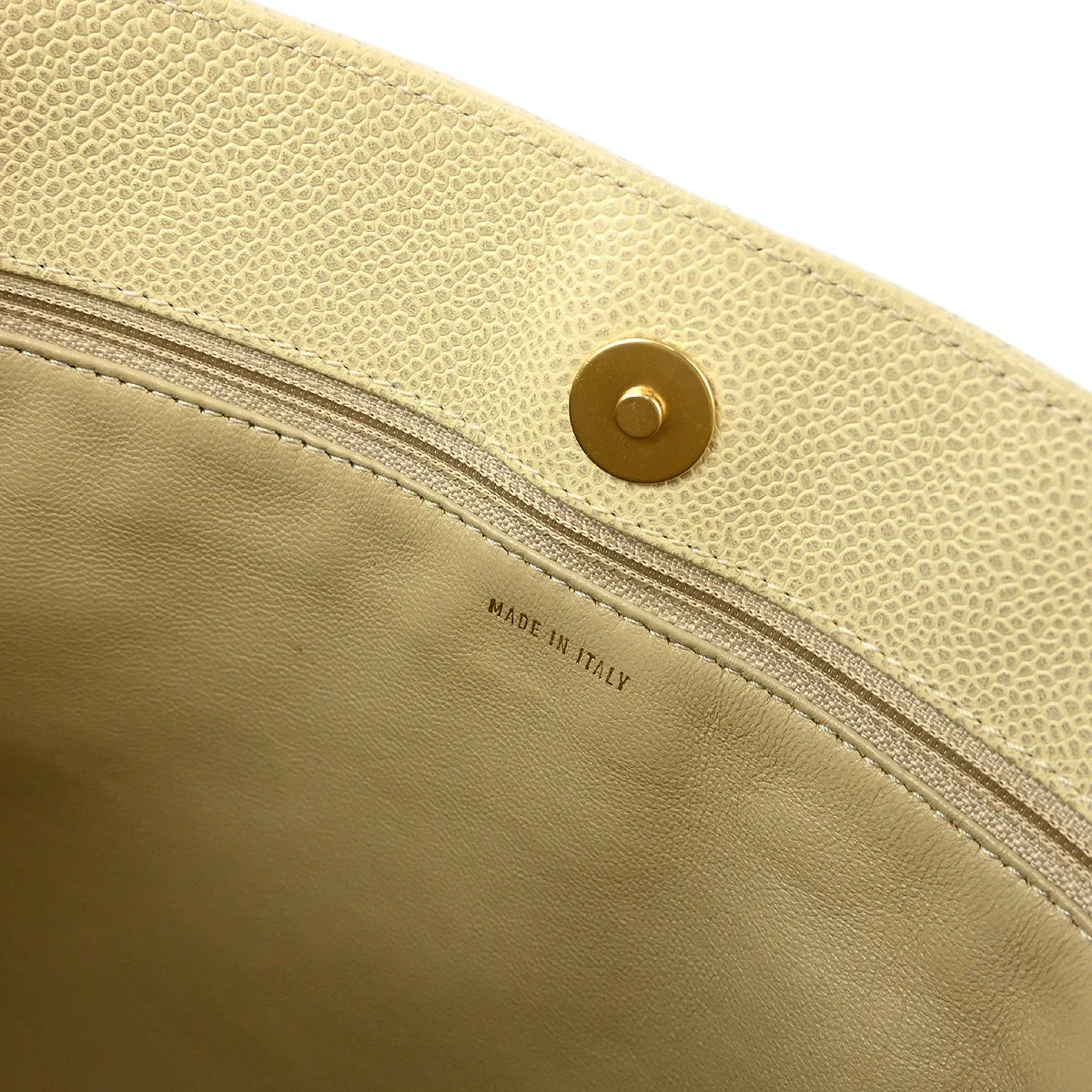 Chanel 2000-2002 Ivory Caviar Chain Tote Bag - Image 9