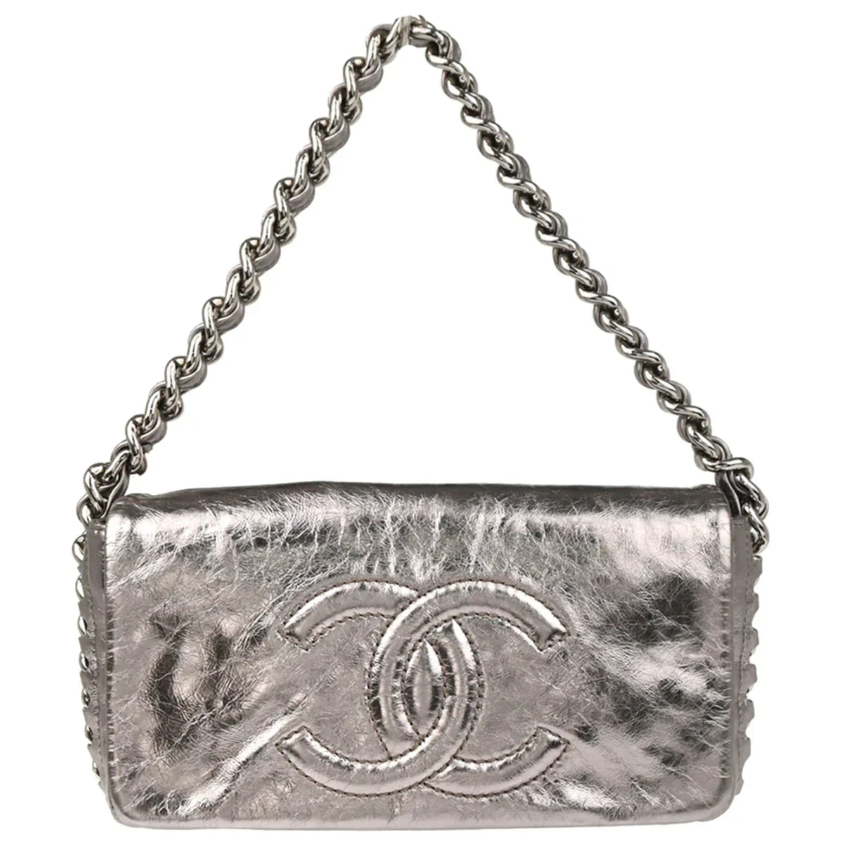 Chanel 2008-2009 Metallic Silver Calfskin Luxury Handbag